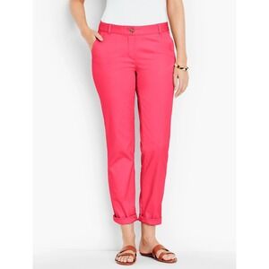 Talbots Womens The Weekend Chino Pants Sz 16 Pink Cropped Ankle Straight Resort
